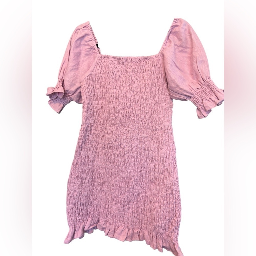 Faithfull the Brand Anthropologie Brand Pink Purple Annibelis Dress Smocked 4 - Picture 3 of 7